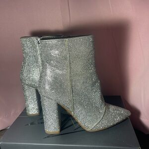 Steve Madden Sparkling Silver Heeled Boots